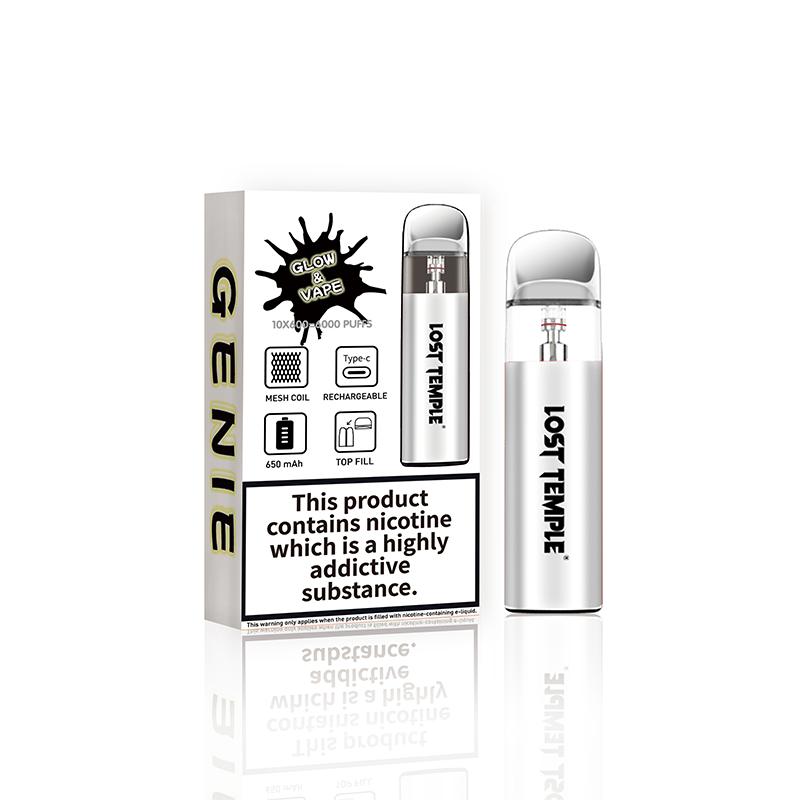 Lost Temple Genie Glow & Vape Refillable Pod System Kit - Wolfvapes.co.uk-White