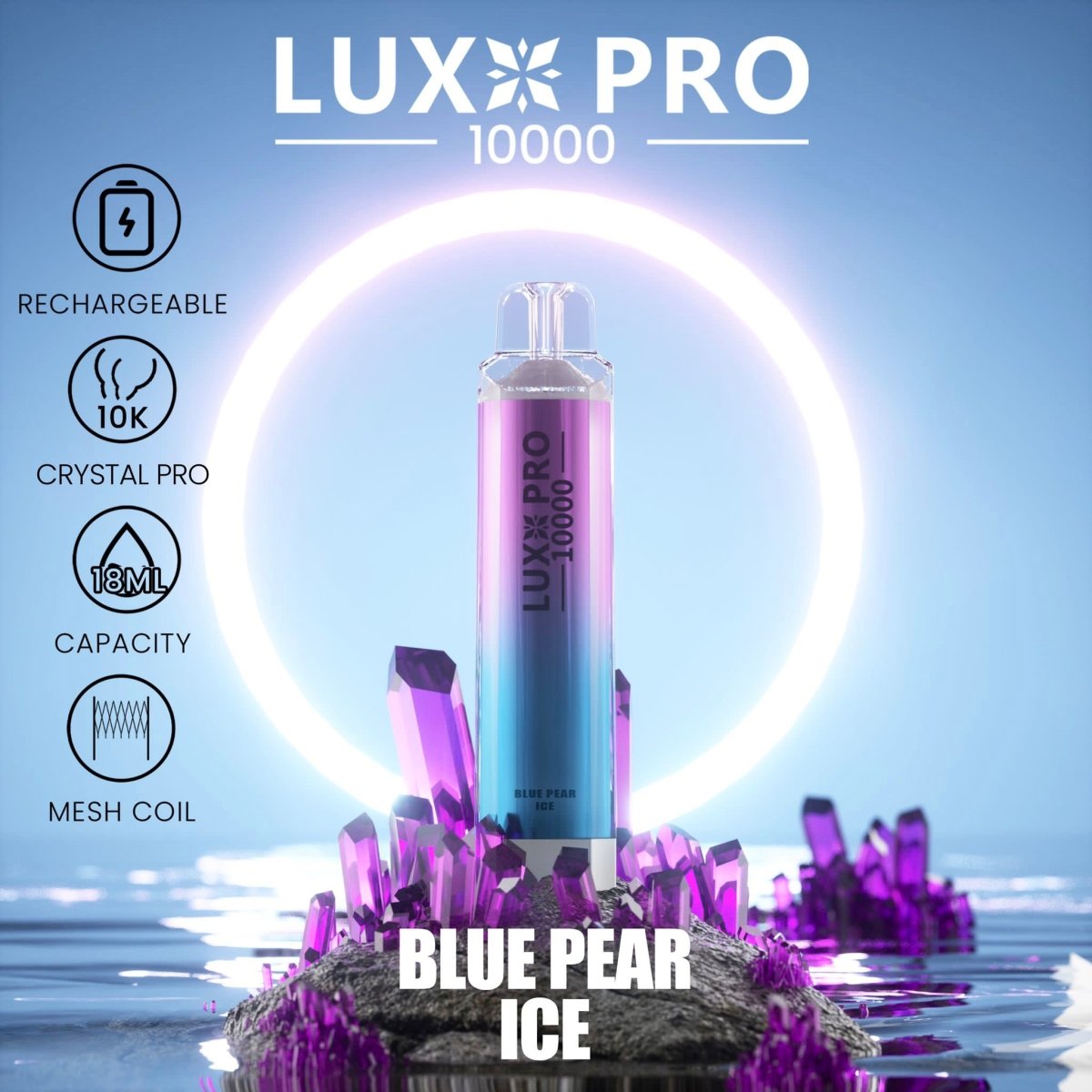 Lux Pro 10000 Puffs Disposable Vape Pod Box of 10 - Wolfvapes.co.uk-Blue Pear Ice