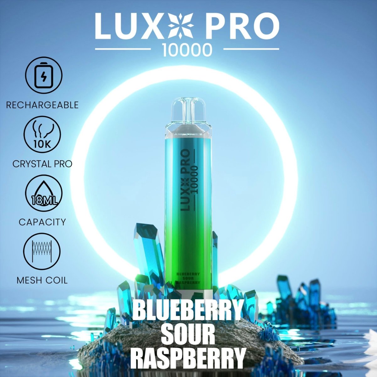 Lux Pro 10000 Puffs Disposable Vape Pod Box of 10 - Wolfvapes.co.uk-Blueberry Sour Raspberry