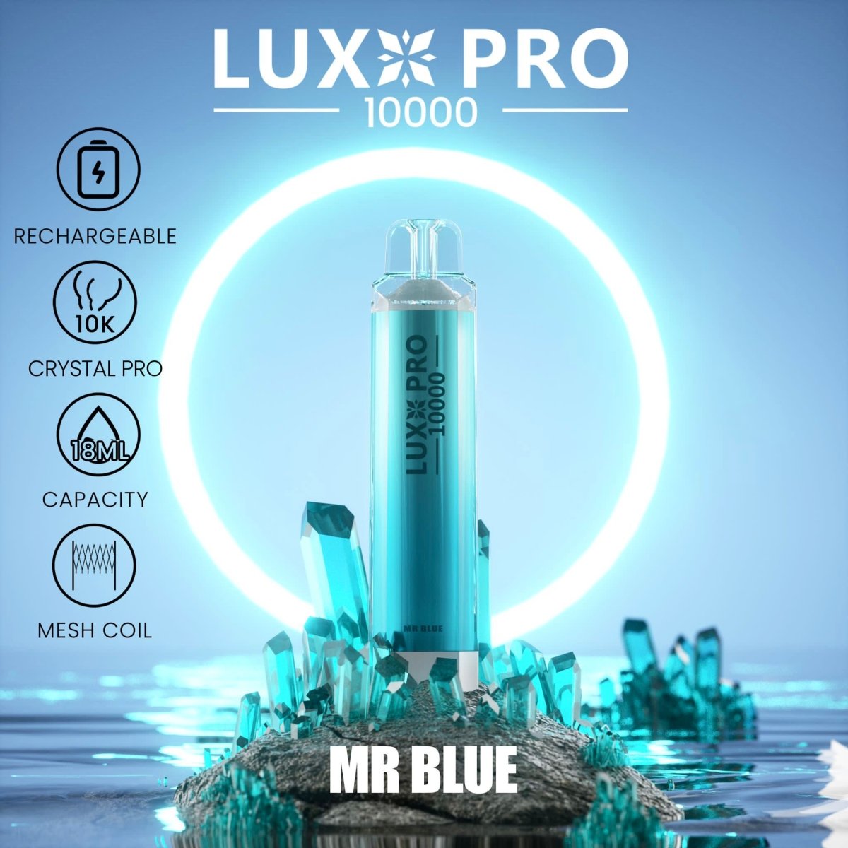 Lux Pro 10000 Puffs Disposable Vape Pod Box of 10 - Wolfvapes.co.uk-Mr Blue