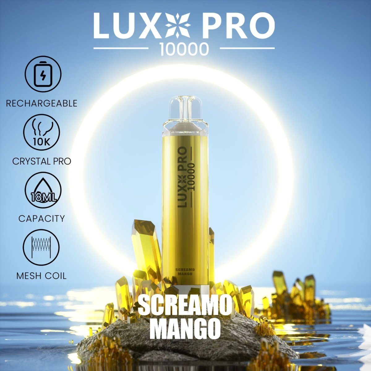 Lux Pro 10000 Puffs Disposable Vape Pod Box of 10 - Wolfvapes.co.uk-Screamo Mango