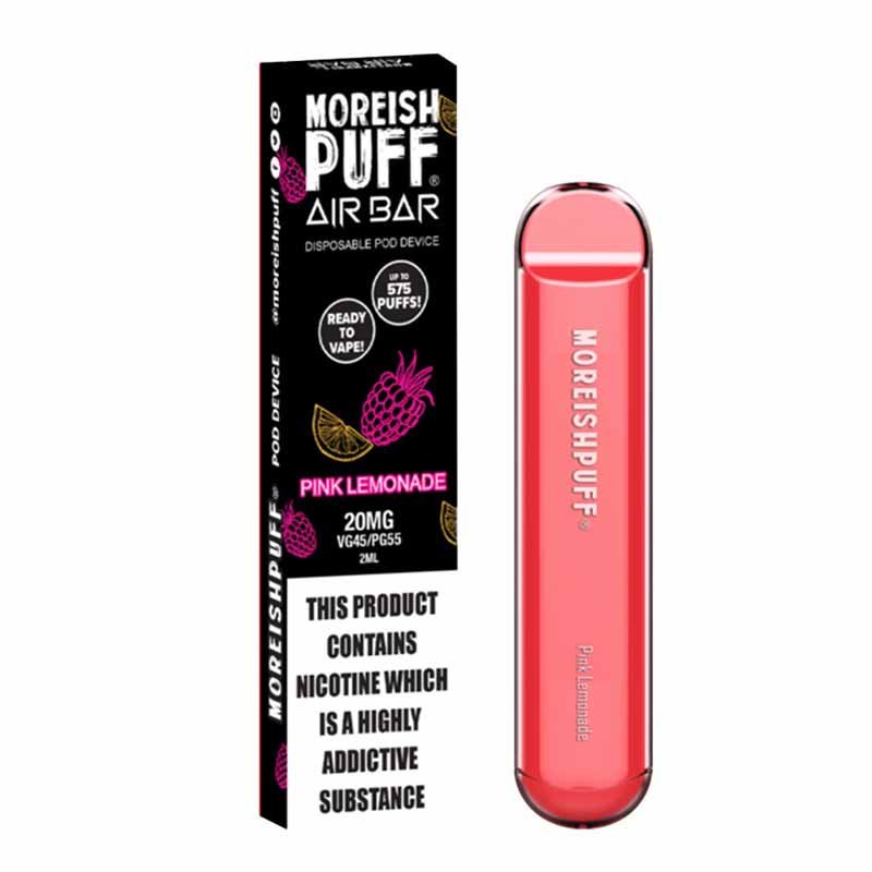 Moreish Puff Air Bar Disposable Vape Pod Kit - Wolfvapes.co.uk-Pink Lemonade