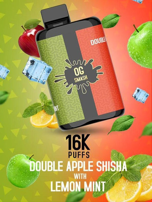 OG Smash Duo 16000 Puffs Disposable Vape Pod - Wolfvapes.co.uk-Double Apple Shisha / Lemon Mint