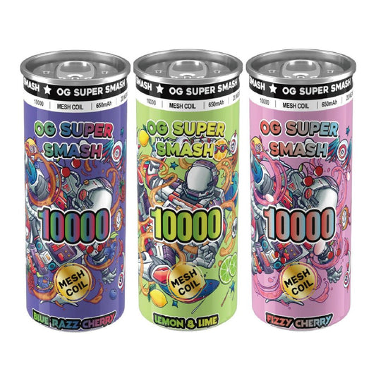 OG Super Smash 10000 Puffs Disposable Vape Pod Box of 10 - Wolfvapes.co.uk-Blue Razz Cherry