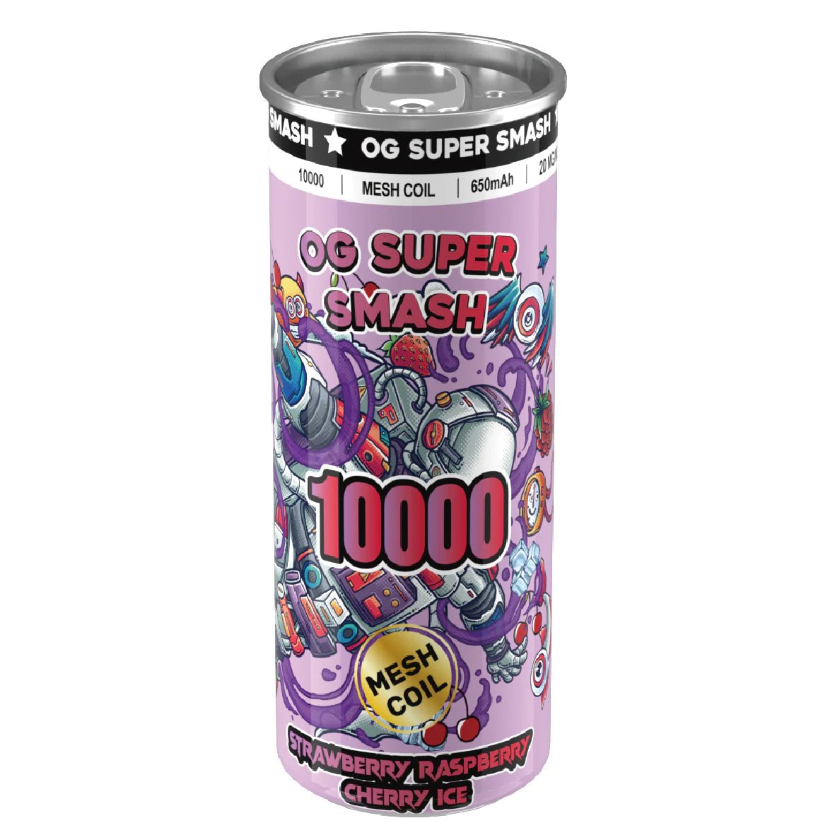 OG Super Smash 10000 Puffs Disposable Vape Pod Box of 10 - Wolfvapes.co.uk-Strawberry Raspberry Cherry Ice