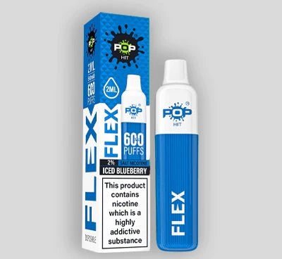Pop Hit Flex 600 Disposable Vape Pod Pen Box of 10 - Wolfvapes.co.uk-Iced Blueberry