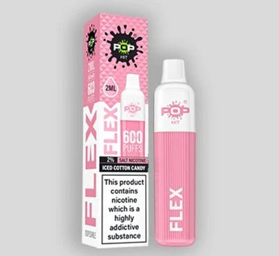 Pop Hit Flex 600 Disposable Vape Pod Pen Box of 10 - Wolfvapes.co.uk-Iced Cotton Candy