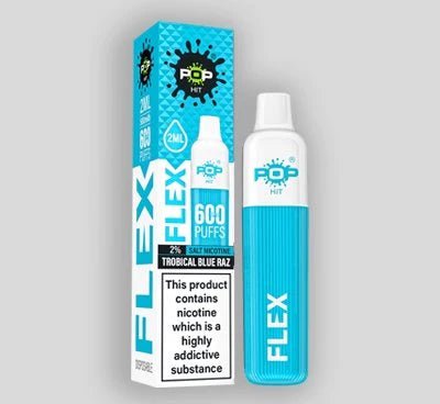 Pop Hit Flex 600 Disposable Vape Pod Pen Box of 10 - Wolfvapes.co.uk-Tropical Blue Razz