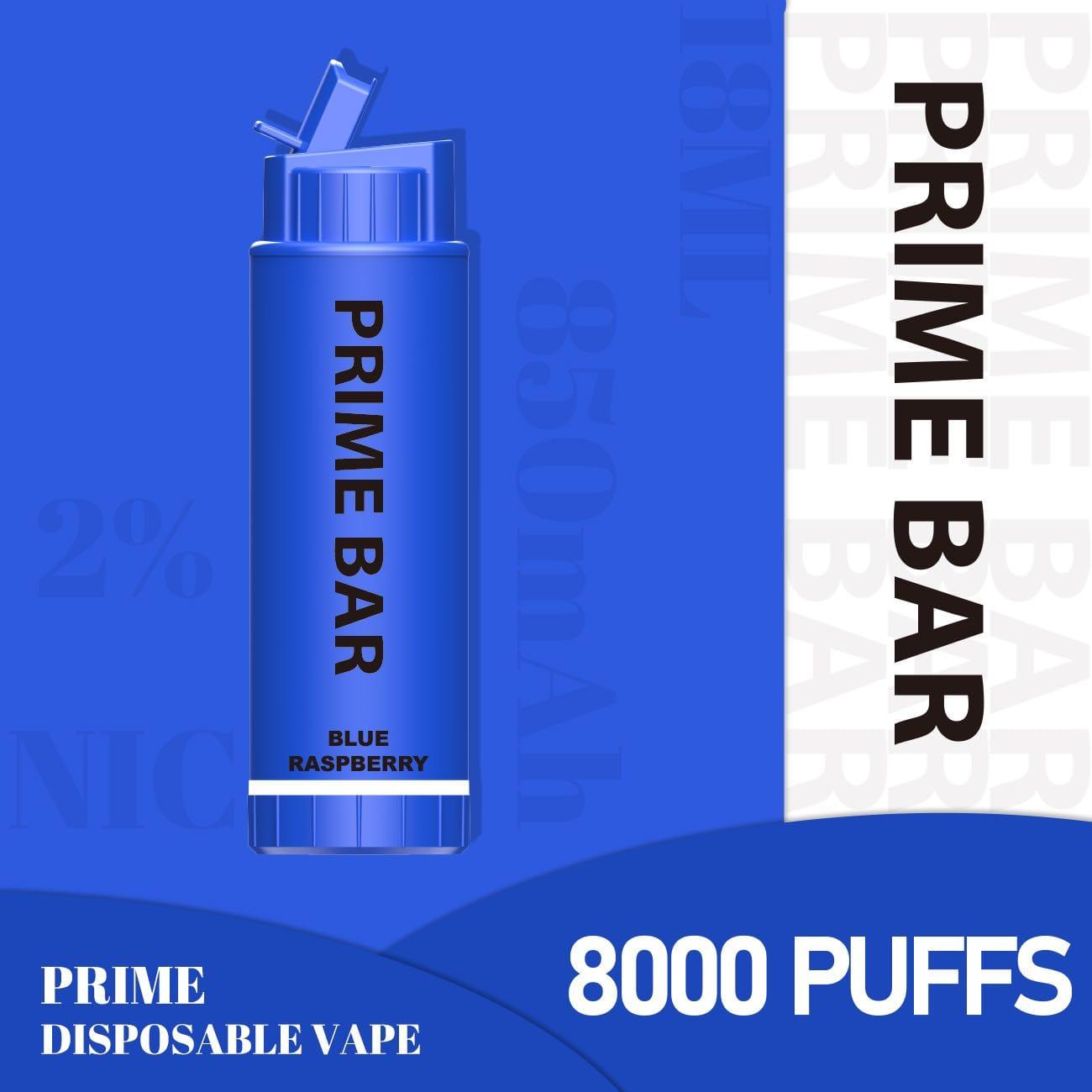 Prime Bar 8000 Disposable Vape Puff Pod Device - Wolfvapes.co.uk-Blue Raspberry