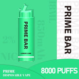 Prime Bar 8000 Disposable Vape Puff Pod Device - Wolfvapes.co.uk-Lemon Lime