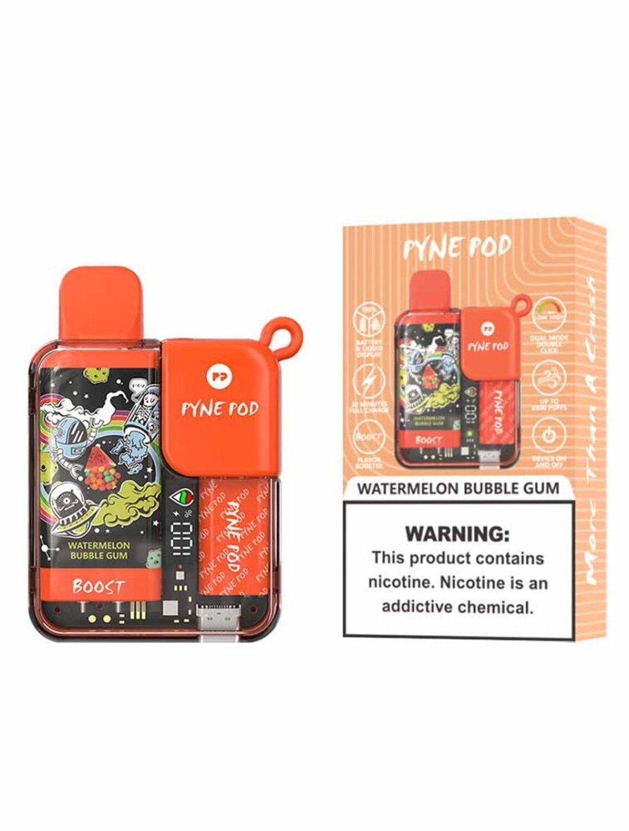 Pyne Pod Boost 8500 Puffs Disposable Vape Pod Box of 5 - Wolfvapes.co.uk-Watermelon Bubblegum