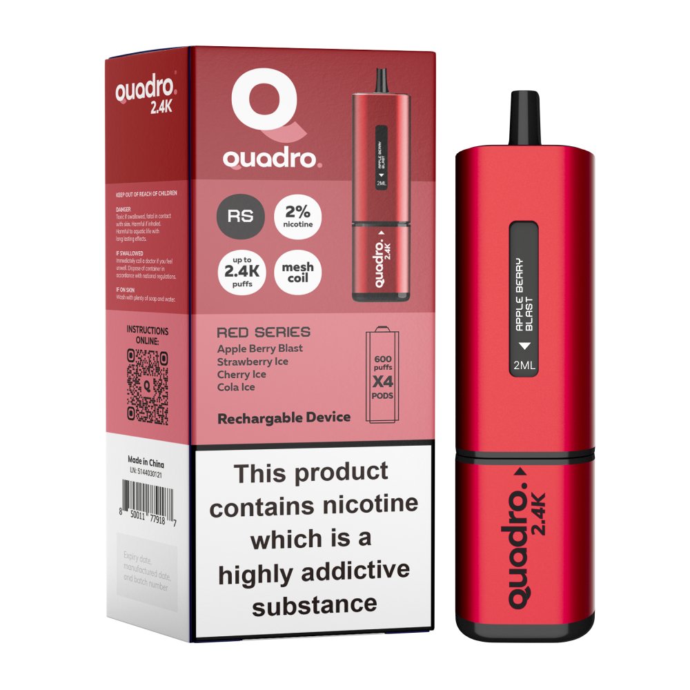 Quadro 2400 Puffs 4 in 1 Disposable Vape Pod Kit - Wolfvapes.co.uk-Jet Black Series