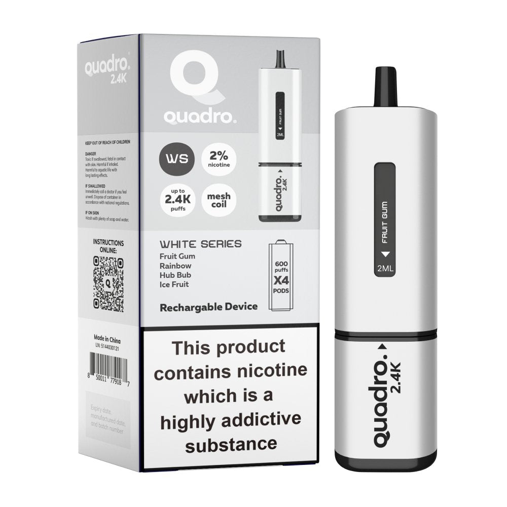 Quadro 2400 Puffs 4 in 1 Disposable Vape Pod Kit - Wolfvapes.co.uk-Jet Black Series