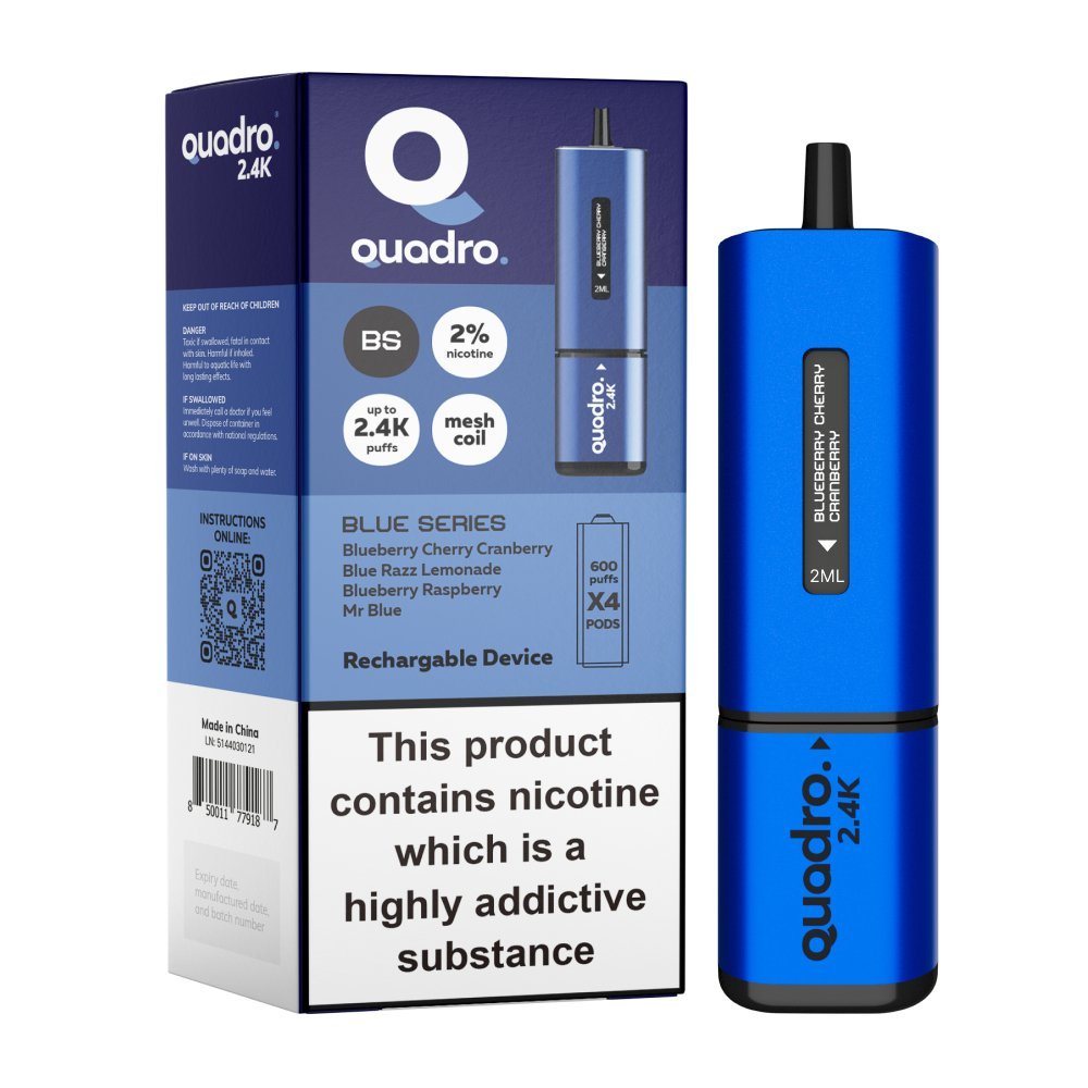 Quadro 2400 Puffs 4 in 1 Disposable Vape Pod Kit - Wolfvapes.co.uk-Jet Black Series