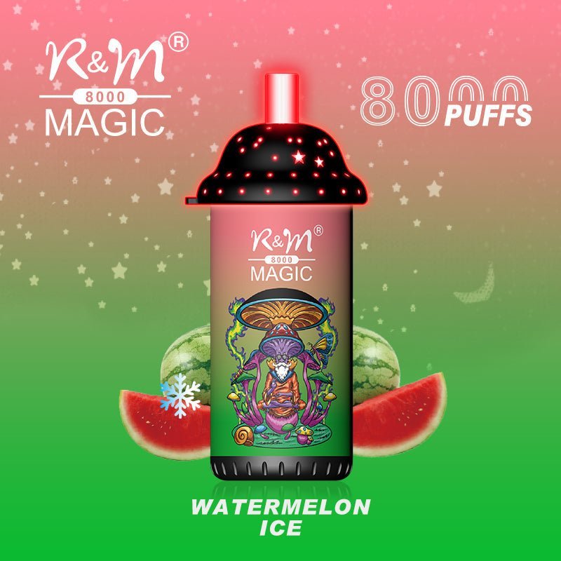 R and M Magic 8000 Disposable Vape Puff Pod Box of 10 - Wolfvapes.co.uk-Watermelon Ice