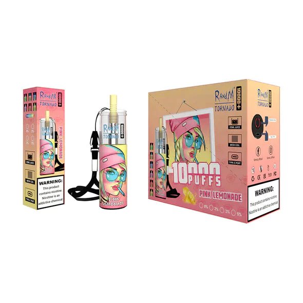 R and M Tornado 10000 Plus Disposable Vape Puff Pod Kit - Wolfvapes.co.uk-Pink Lemoande