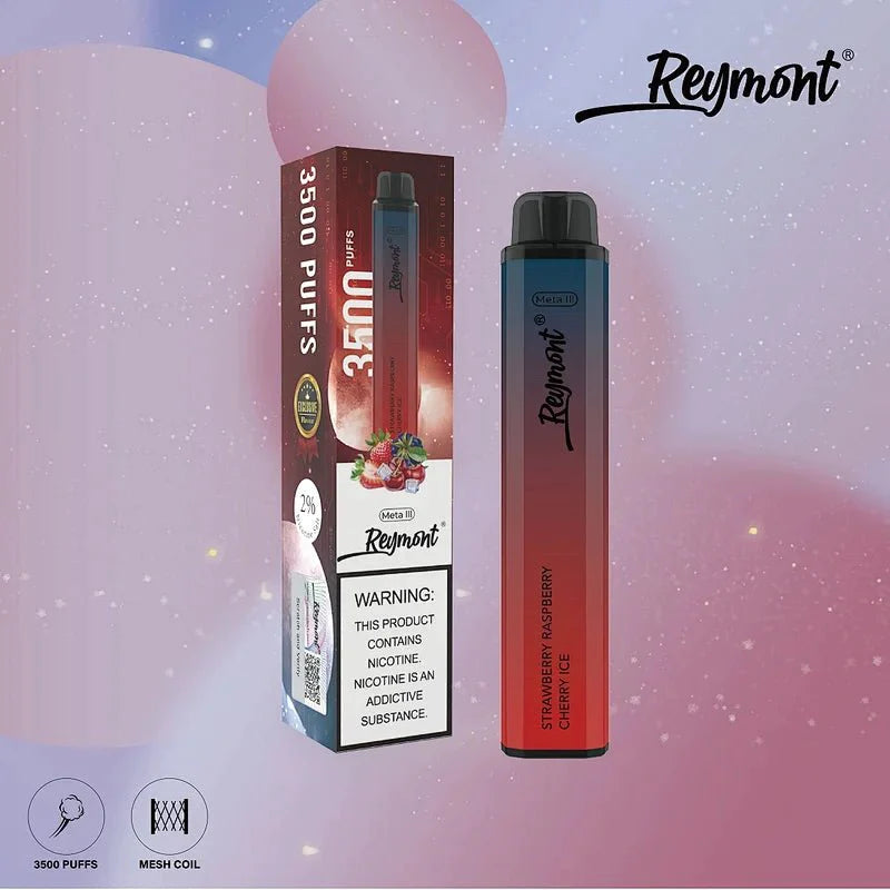 Reymont Meta III 3500 Disposable Vape Puff Pod Box of 10-Strawberry Raspberry Cherry Ice-vapeukwholesale