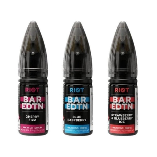 Riot Squad Bar Edition E-liquids Nic Salt 10ml- Box of 10 - Wolfvapes.co.uk-Strawberry Blueberry Ice