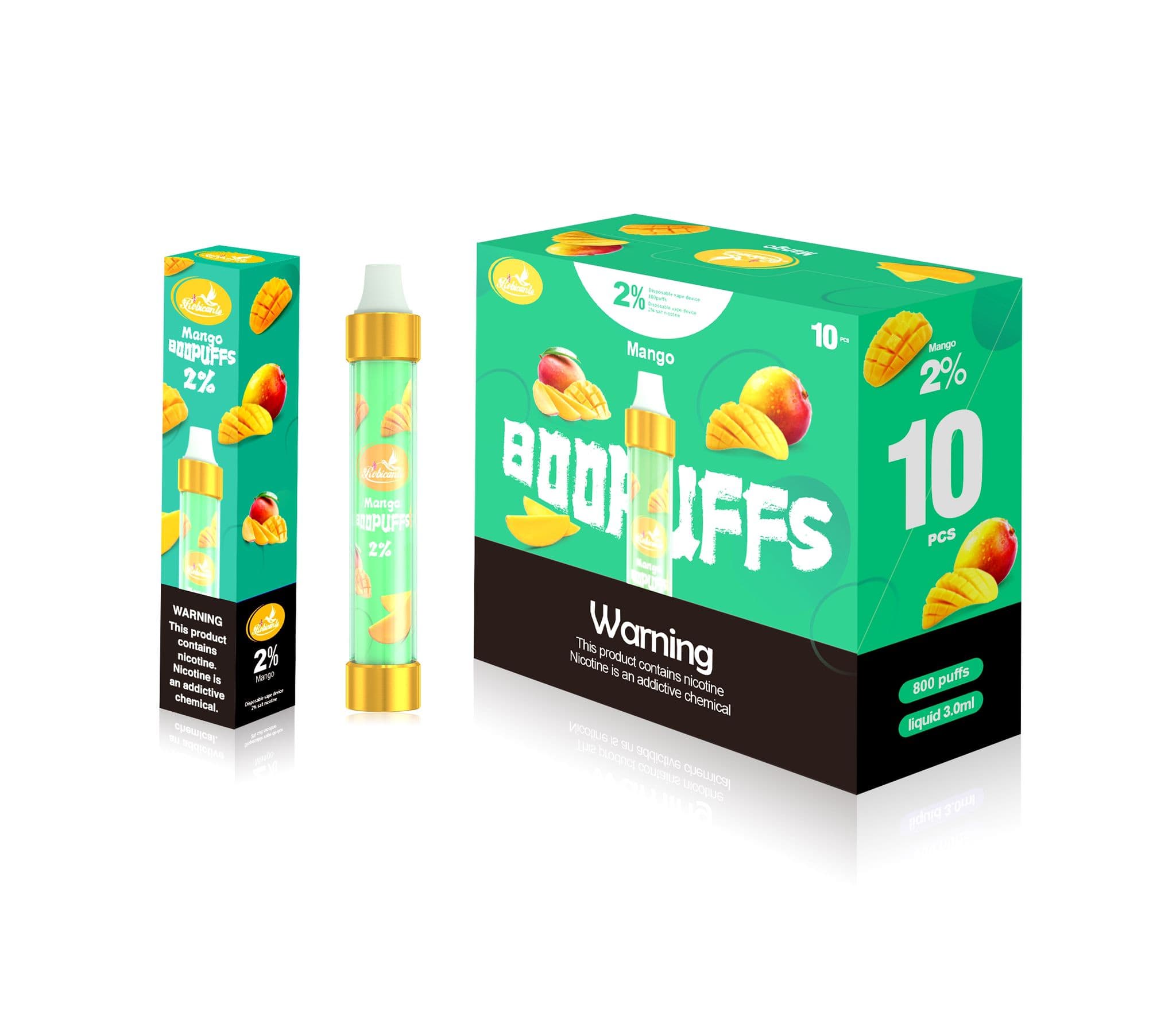 Robicante Glow 800Puffs Disposable Vape Pod Box of 10 - Wolfvapes.co.uk-Mango