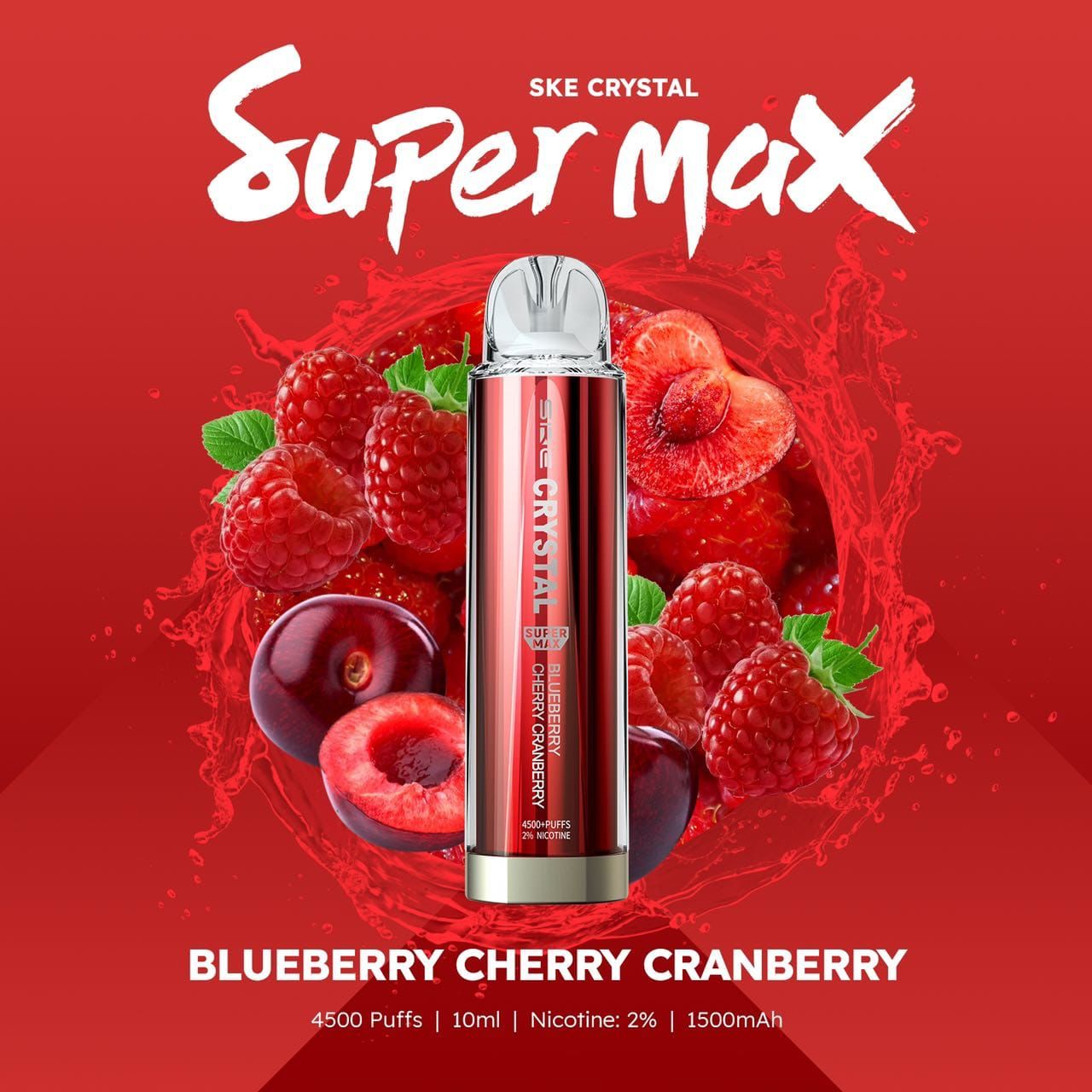 Ske Crystal Super Max 4500 Disposable Vape Pod Box of 10 - Wolfvapes.co.uk-Blueberry Cherry Cranberry