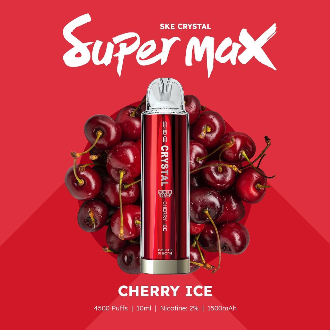 Ske Crystal Super Max 4500 Disposable Vape Pod Box of 10 - Wolfvapes.co.uk-Cherry Ice