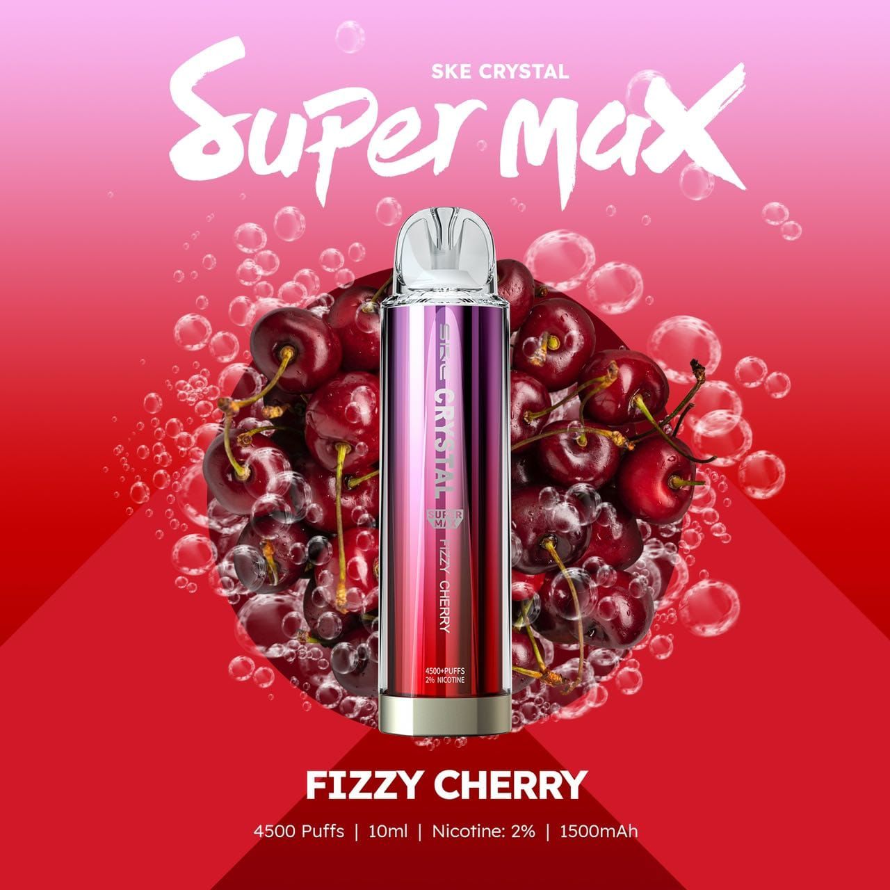 Ske Crystal Super Max 4500 Disposable Vape Pod Box of 10 - Wolfvapes.co.uk-Fizzy Cherry