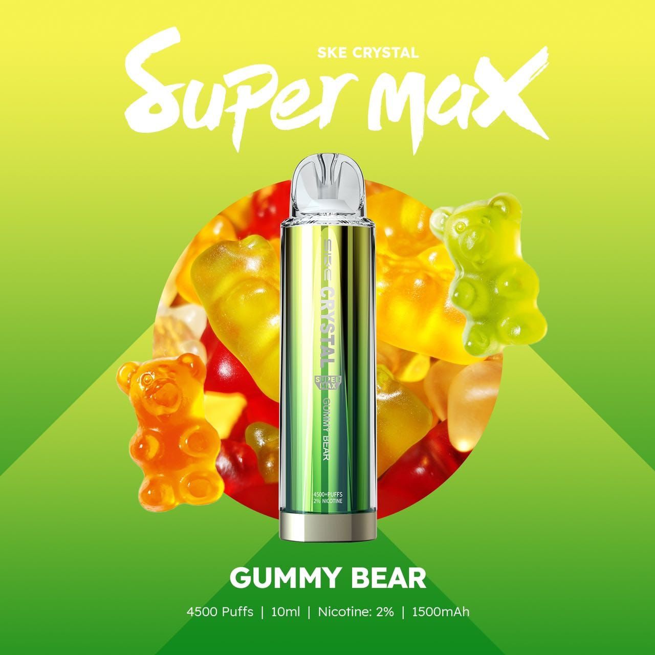 Ske Crystal Super Max 4500 Disposable Vape Pod Box of 10 - Wolfvapes.co.uk-Gummy Bear