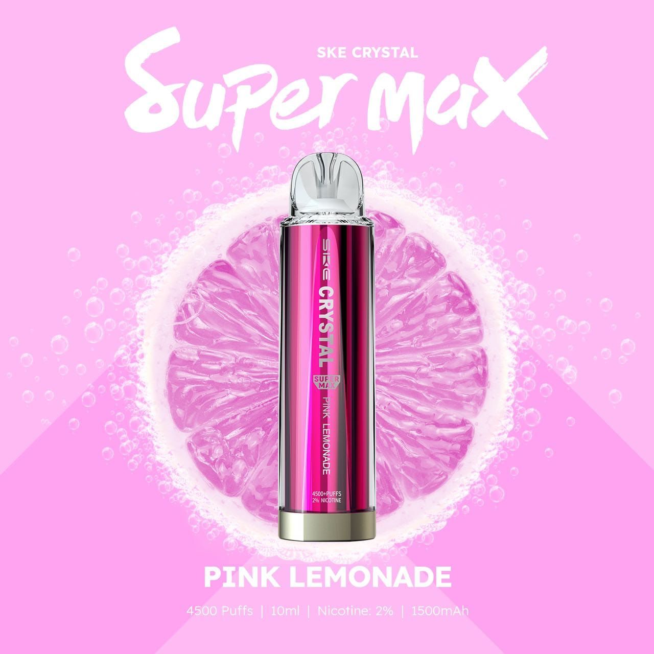 Ske Crystal Super Max 4500 Disposable Vape Pod Box of 10 - Wolfvapes.co.uk-Pink Lemonade