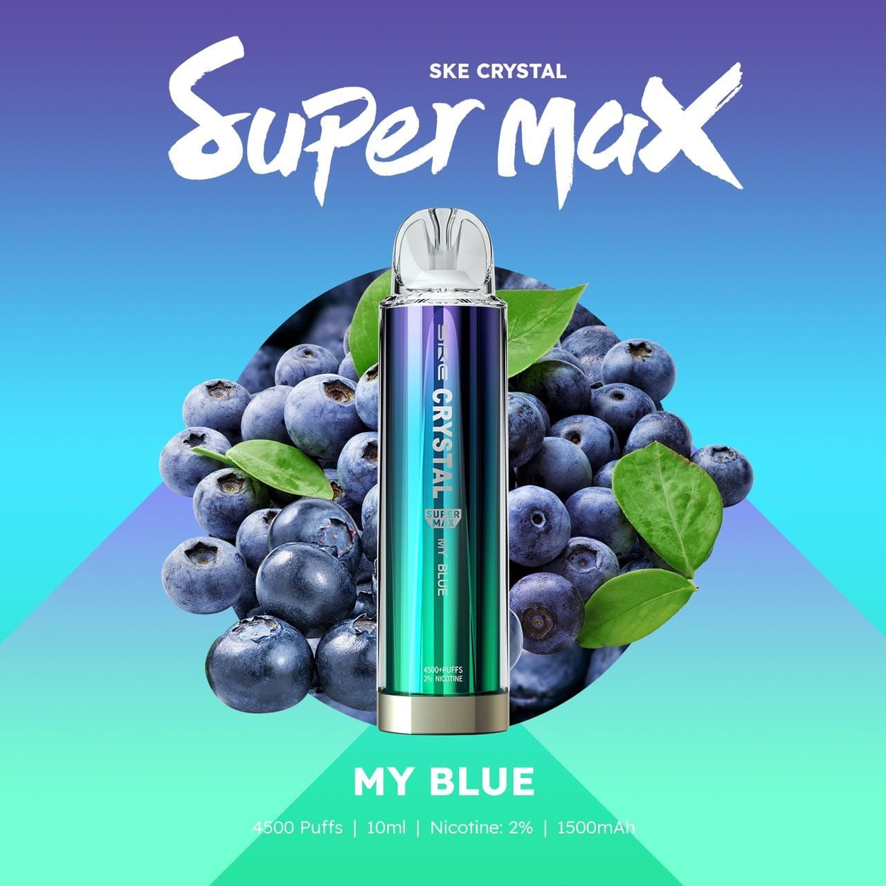 Ske Crystal Super Max 4500 Disposable Vape Puff Pod Device - Wolfvapes.co.uk-My Blue