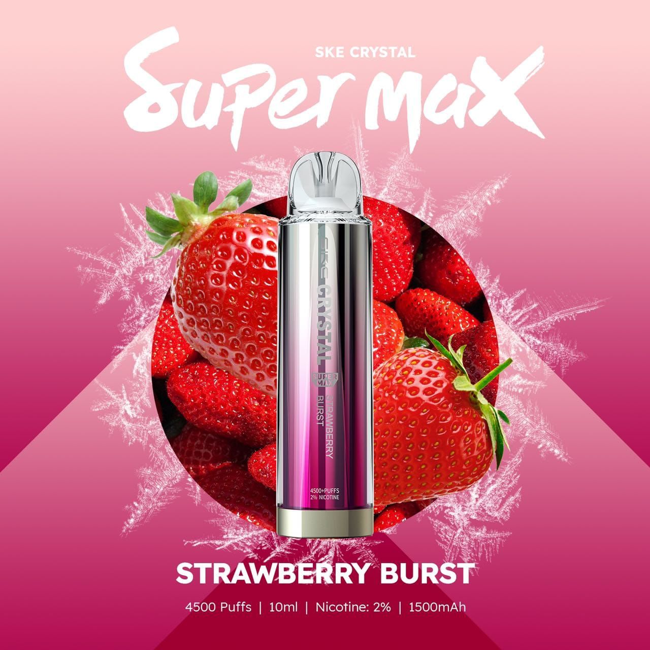 Ske Crystal Super Max 4500 Disposable Vape Puff Pod Device - Wolfvapes.co.uk-Strawberry Burst