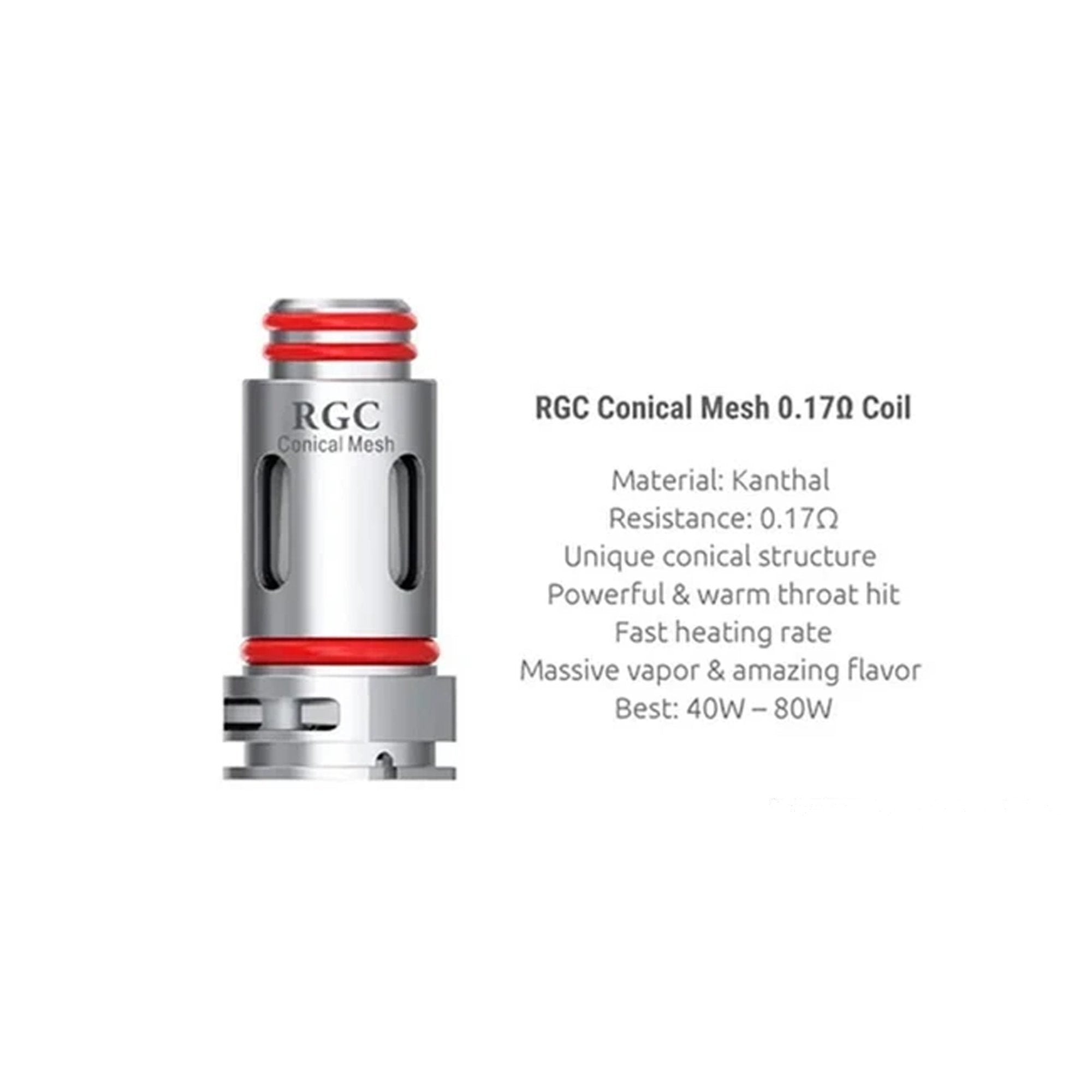 Smok RPM80 RGC 0.17ohm Conical Mesh Coil | 5 Pack | Wolfvapes - Wolfvapes.co.uk-0.17OHM CONICAL MESH