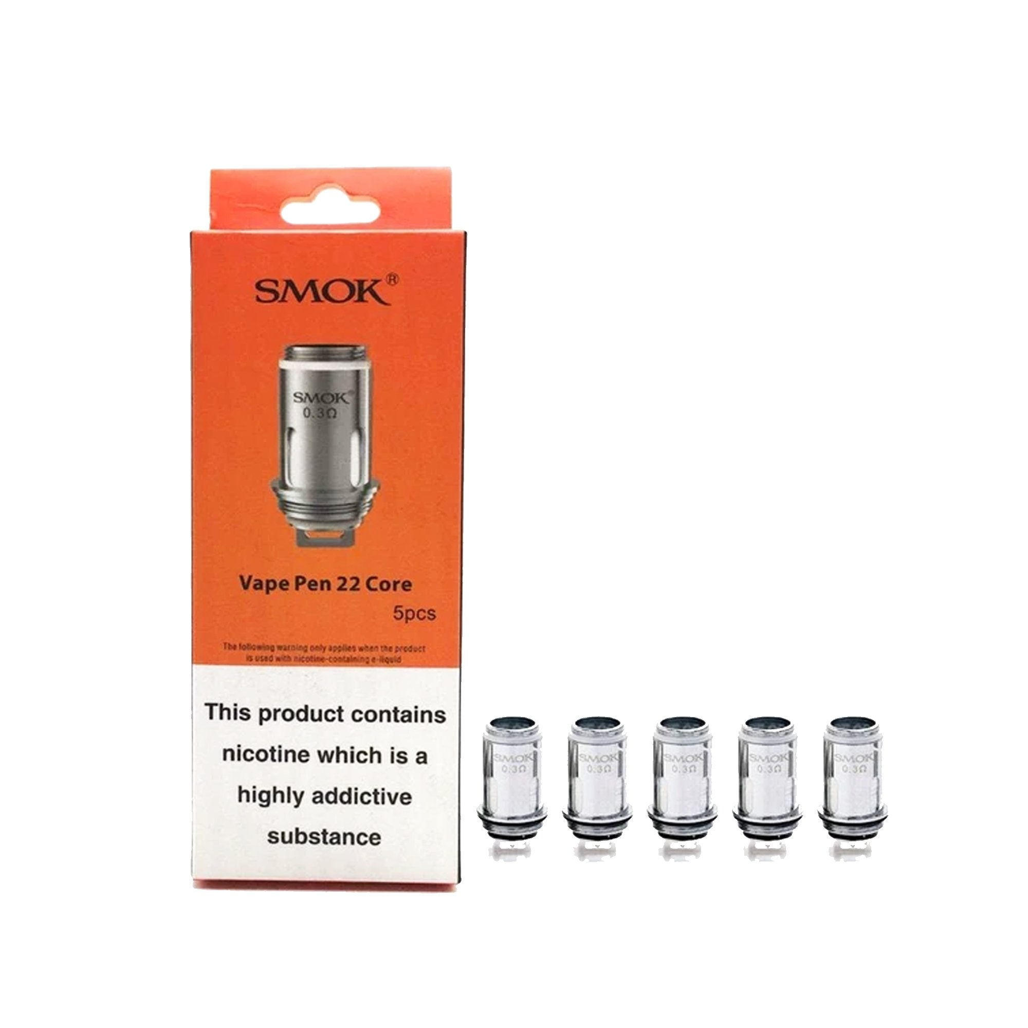 SMOK Vape Pen 22 Replacement Coil | 5 Pack | Wolfvapes - Wolfvapes.co.uk-0.25 OHM