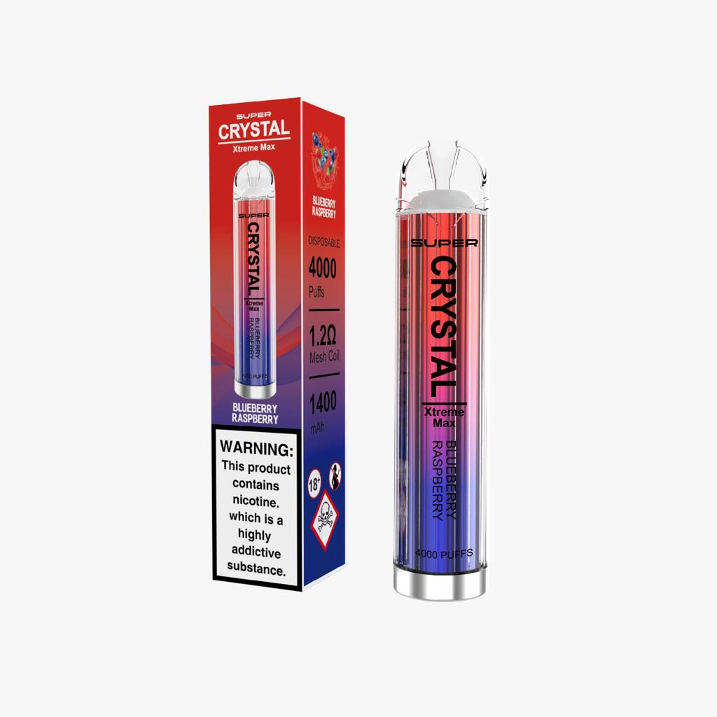 Super Crystal Xtreme Max 4000 Disposable Vape Pod Puff Bar Device - Wolfvapes.co.uk-Blueberry Raspberry