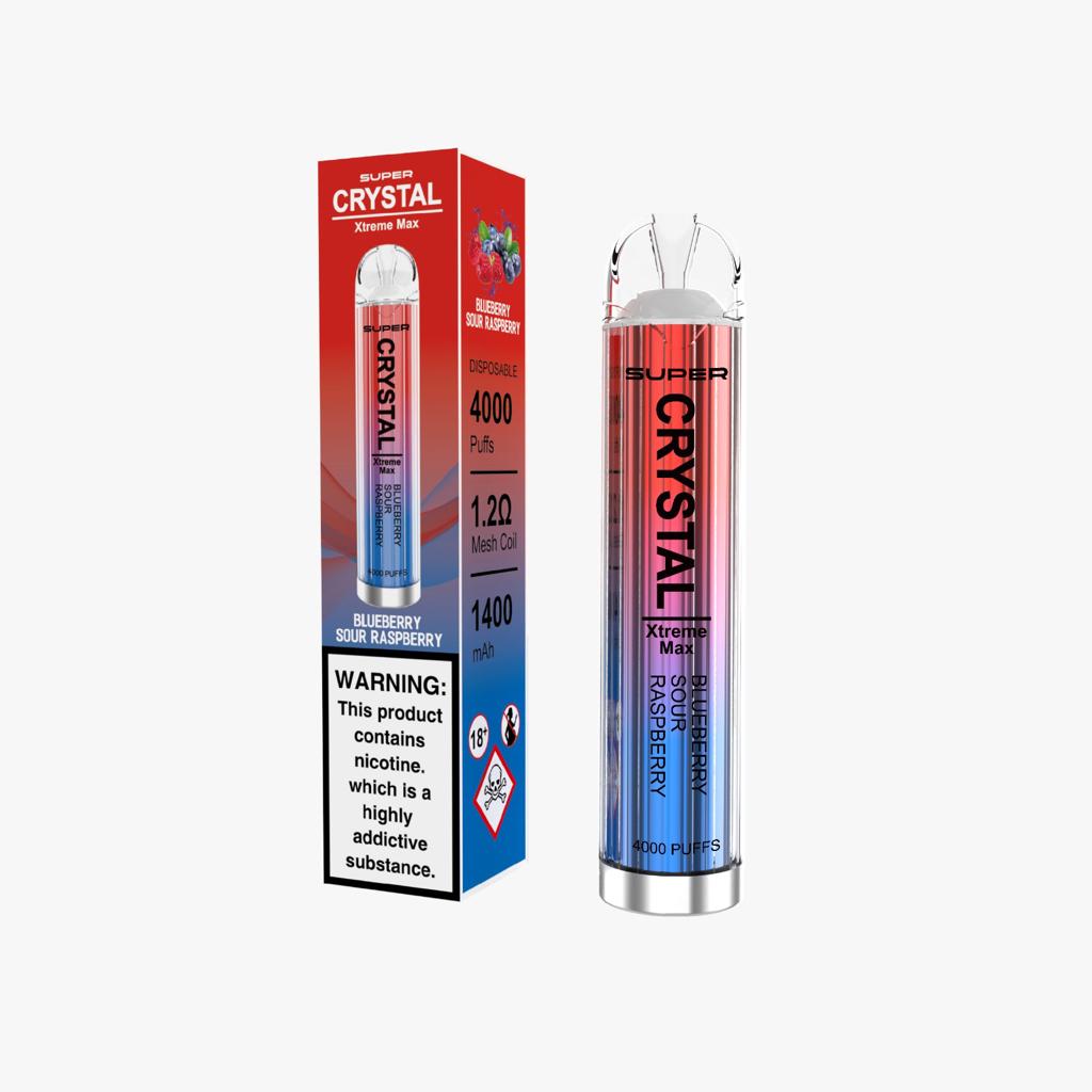 Super Crystal Xtreme Max 4000 Disposable Vape Pod Puff Bar Device - Wolfvapes.co.uk-Blueberry Sour Raspberry