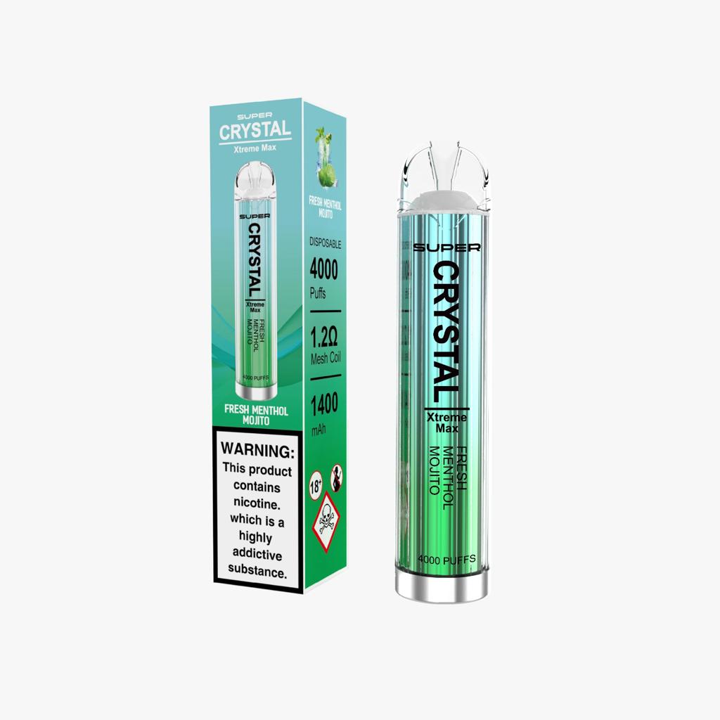 Super Crystal Xtreme Max 4000 Disposable Vape Pod Puff Bar Device - Wolfvapes.co.uk-Fresh Menthol Mojito