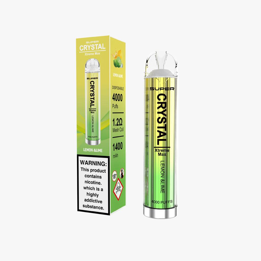 Super Crystal Xtreme Max 4000 Disposable Vape Pod Puff Bar Device - Wolfvapes.co.uk-Lemon & Lime