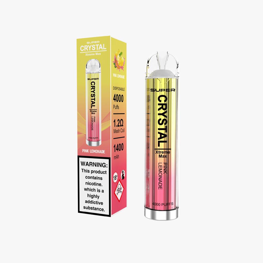 Super Crystal Xtreme Max 4000 Disposable Vape Pod Puff Bar Device - Wolfvapes.co.uk-Pink Lemonade