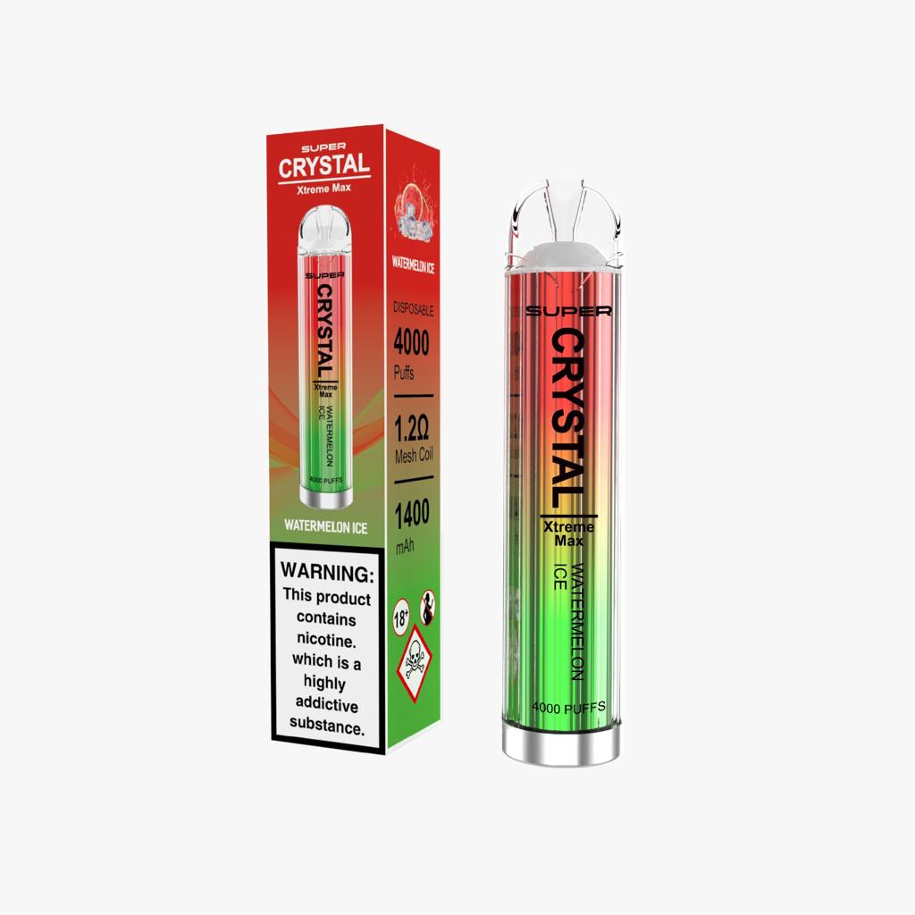 Super Crystal Xtreme Max 4000 Disposable Vape Pod Puff Bar Device - Wolfvapes.co.uk-Watermelon Ice