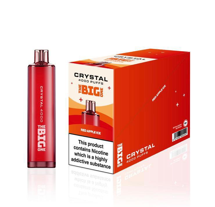 The Big One Crystal 4000 Disposable Vape Pod Box of 10 - Wolfvapes.co.uk-Red Apple Ice