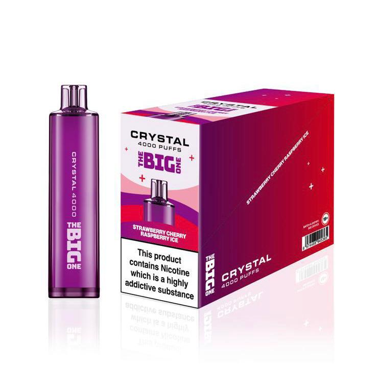 The Big One Crystal 4000 Disposable Vape Pod Box of 10 - Wolfvapes.co.uk-Strawberry Cherry Raspberry Ice