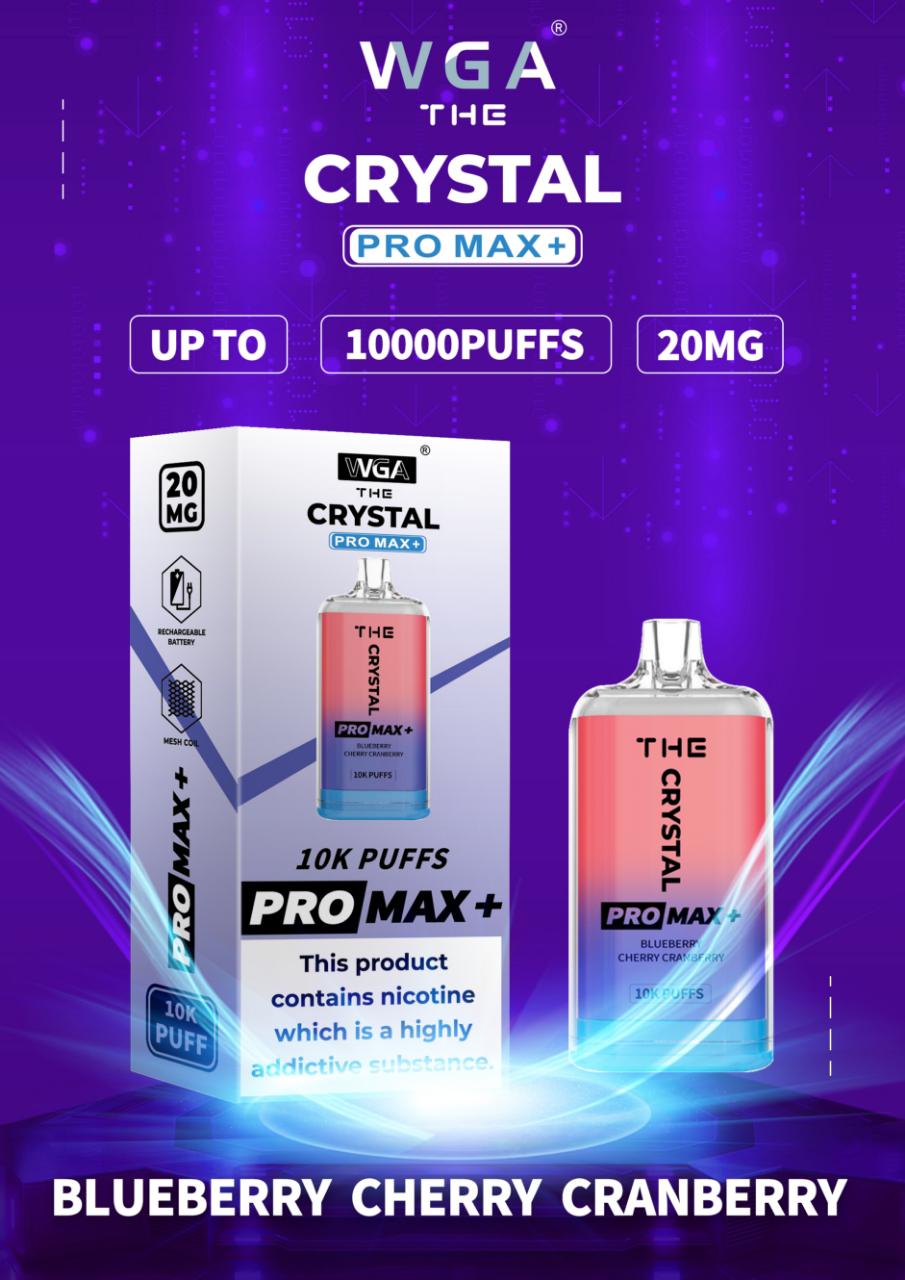 The Crystal Pro Max + 10000 Disposable Vape Puff Pod Bar Box of 10 - Wolfvapes.co.uk-Blueberry Cherry Cranberry