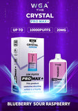 The Crystal Pro Max + 10000 Disposable Vape Puff Pod Bar Box of 10 - Wolfvapes.co.uk-Blueberry Sour Raspberry