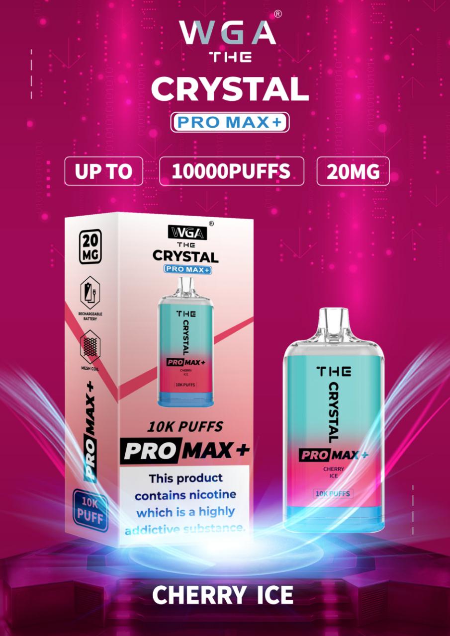 The Crystal Pro Max + 10000 Disposable Vape Puff Pod Bar Box of 10 - Wolfvapes.co.uk-Cherry Ice