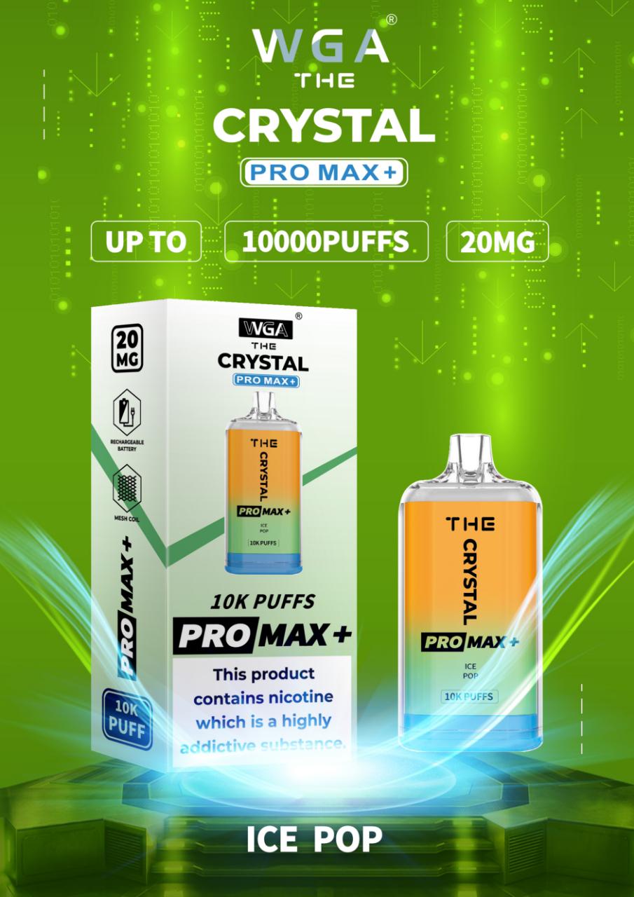 The Crystal Pro Max + 10000 Disposable Vape Puff Pod Bar Box of 10 - Wolfvapes.co.uk-Ice Pop