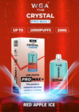 The Crystal Pro Max + 10000 Disposable Vape Puff Pod Bar Box of 10 - Wolfvapes.co.uk-Red Apple Ice