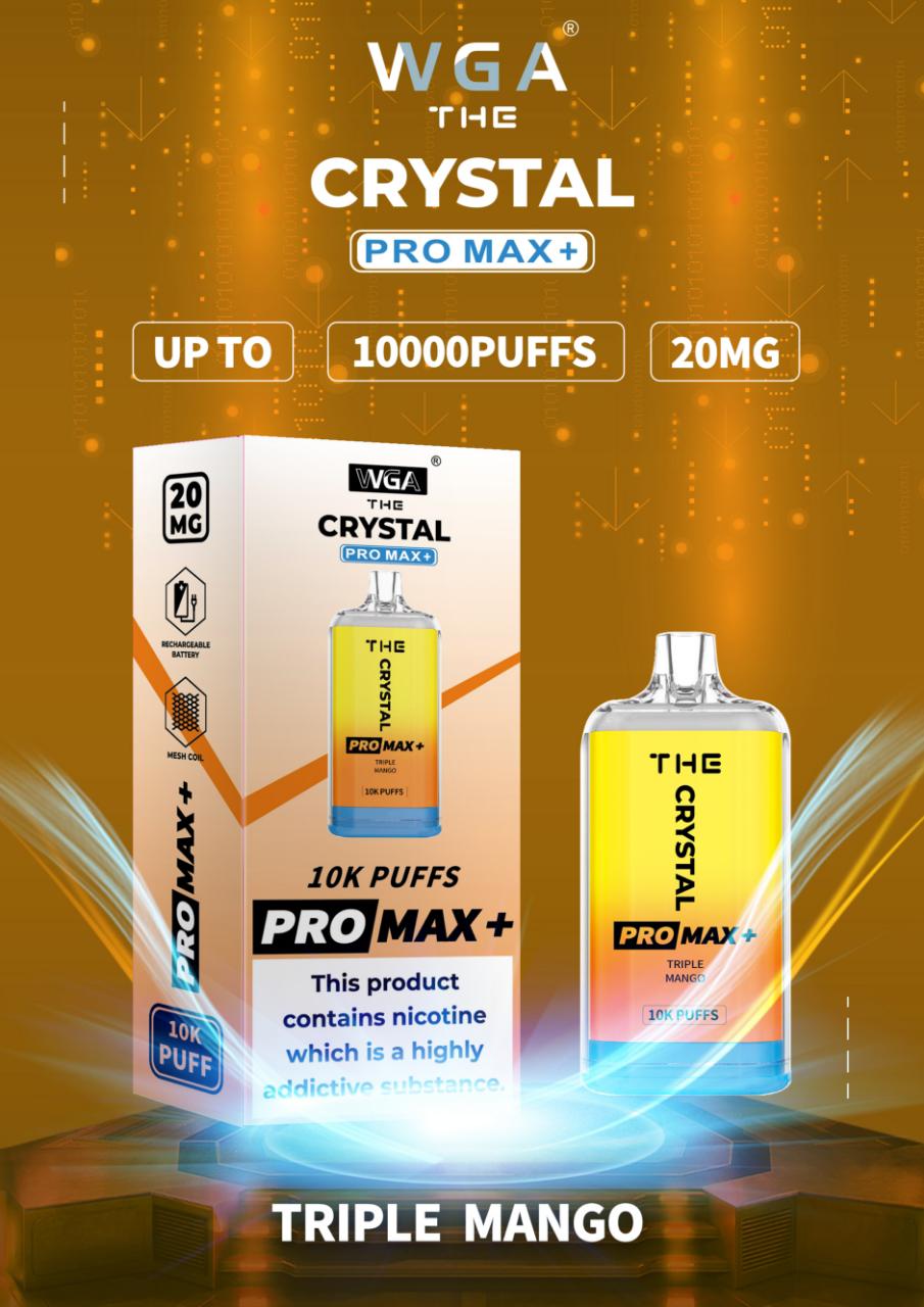 The Crystal Pro Max + 10000 Disposable Vape Puff Pod Bar Box of 10 - Wolfvapes.co.uk-Triple Mango