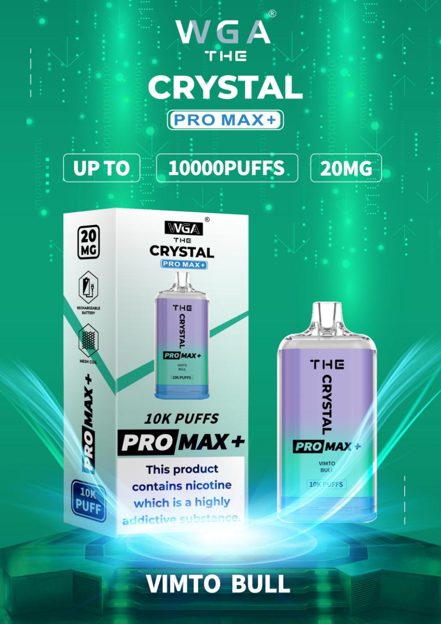 The Crystal Pro Max + 10000 Disposable Vape Puff Pod Bar Box of 10 - Wolfvapes.co.uk-VMT Bull