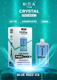The Crystal Pro Max + 10000 Disposable Vape Puff Pod Bar - Wolfvapes.co.uk-Blue Razz Ice