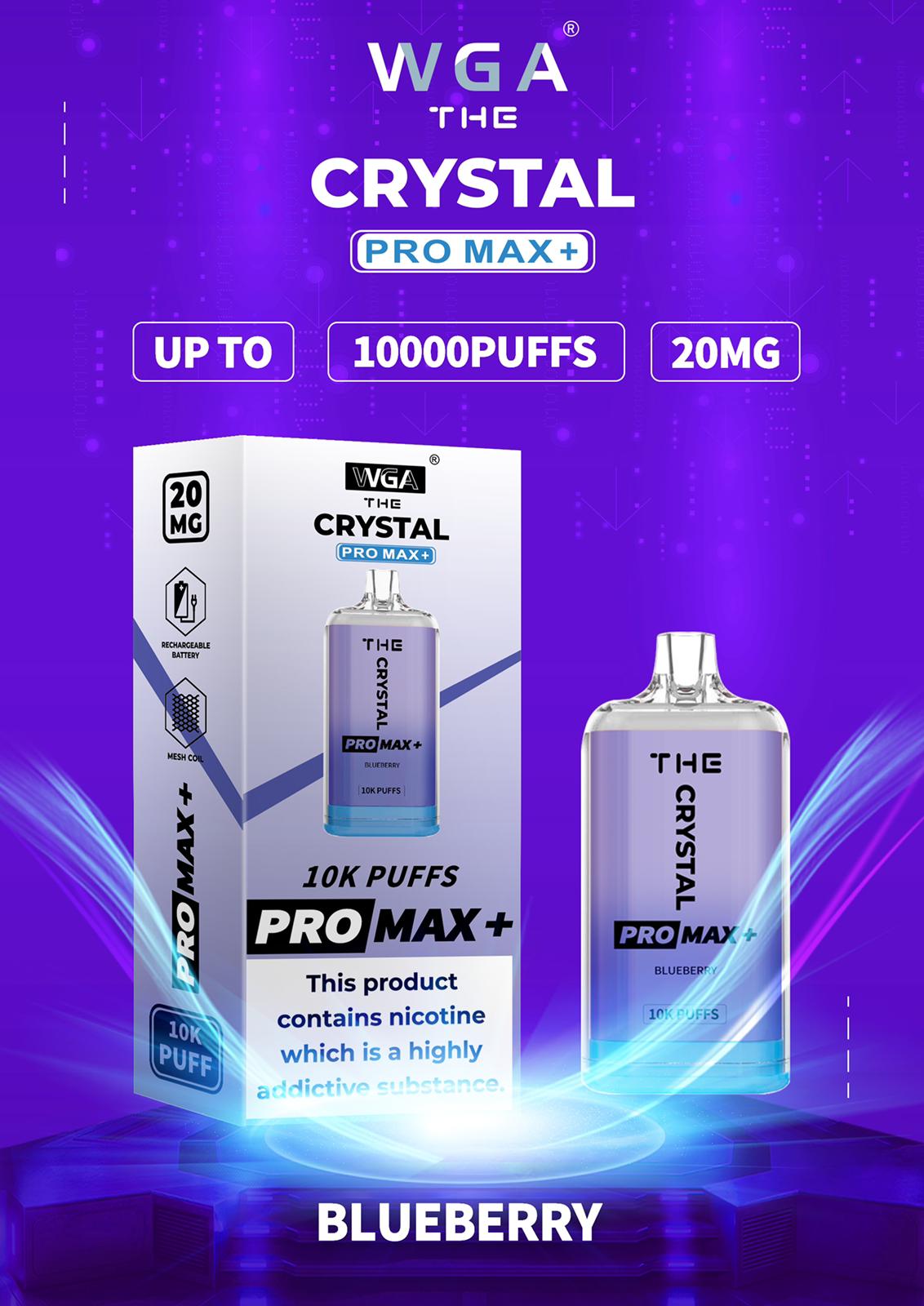 The Crystal Pro Max + 10000 Disposable Vape Puff Pod Bar - Wolfvapes.co.uk-Blueberry