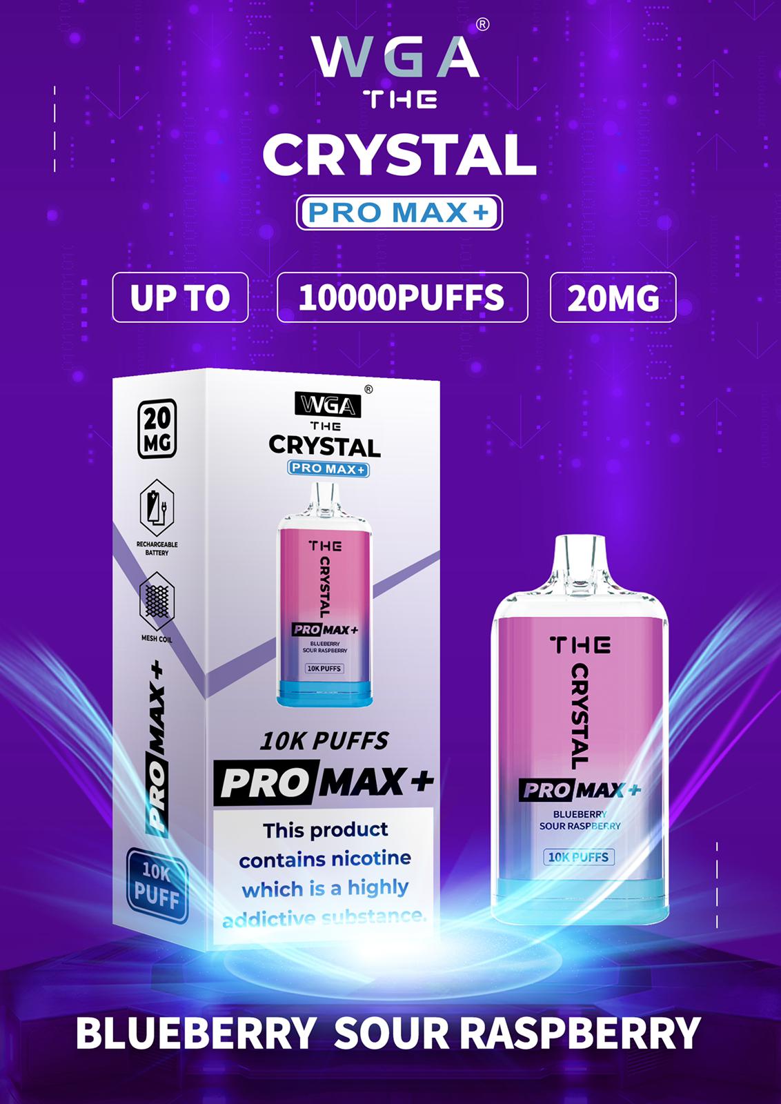 The Crystal Pro Max + 10000 Disposable Vape Puff Pod Bar - Wolfvapes.co.uk-Blueberry Sour Raspberry